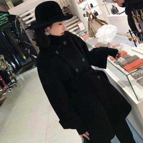 Wool Vintage Winter Coat Women Double Side Long Jacket Oversize Windbreaker Abrigos Mujer Invierno 2020 12020 YY1120