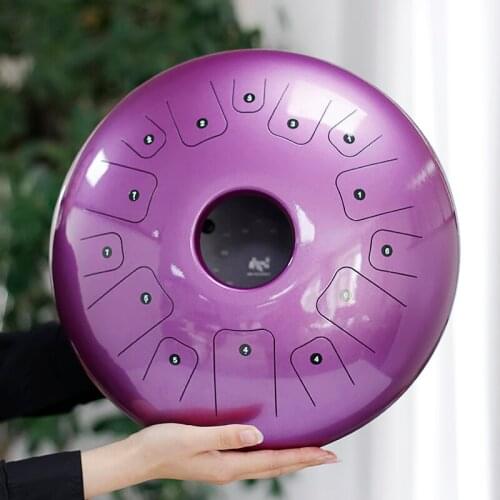 14" natural scale big size steel tongue drum sticks small drums natural tone frame drum