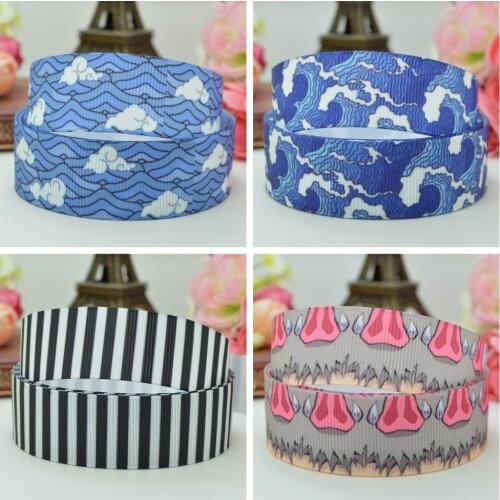 SUPWRF 16 22mm 1" 1.5" 50 75mm Japanese cartoon Printed grosgrain ribbon hair bow DIY hair accessories 50Y B0929