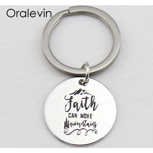 FAITH CAN MOVE MOUNTAINS Engraved Inspirational Pendant Custom Hand Stamped Necklace Gift Jewelry,#LN568
