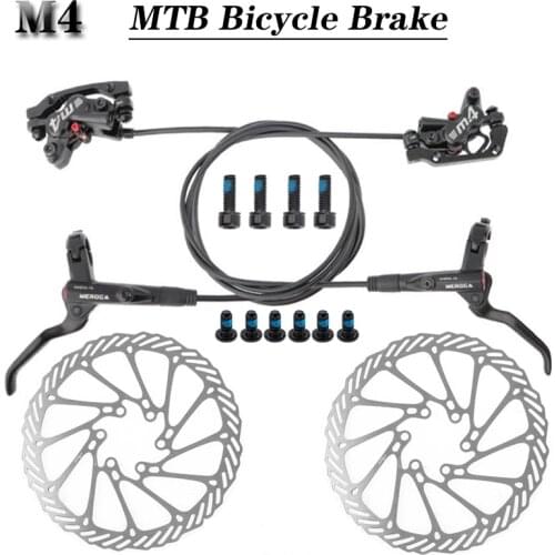 MEROCA M4 MTB Bicycle Brake Hidraulic Four-piston Front Rear Length 800/1400mm Bike Oil Brake With 160mm Disc Accessories