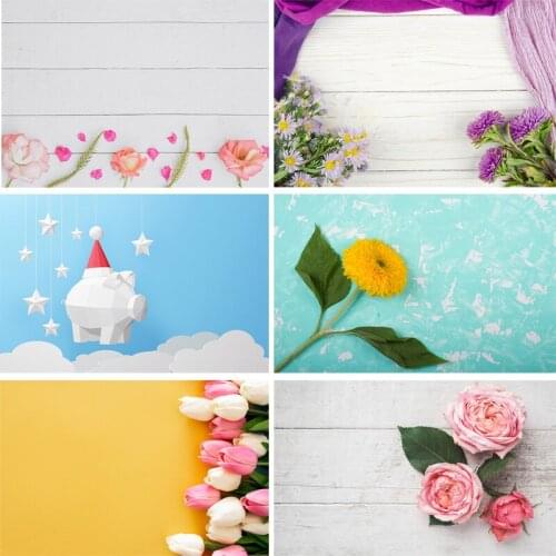 Vinyl Custom Photography Backdrops Prop Flower and Wooden Planks Theme Photography Background 191024ST-001