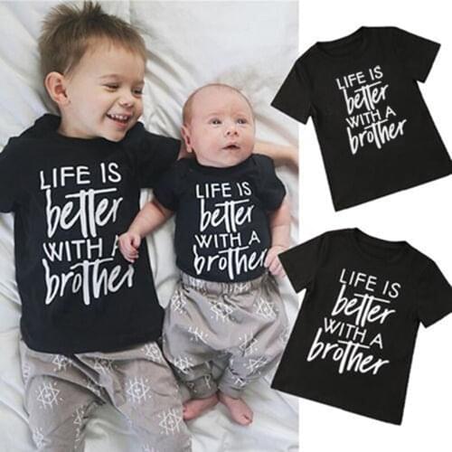 Life Is Better with A Brother Funny Kids T Shirt Summer Friends Brothers Cousins T-shirts Short Sleeve Fashion Children Tees Top