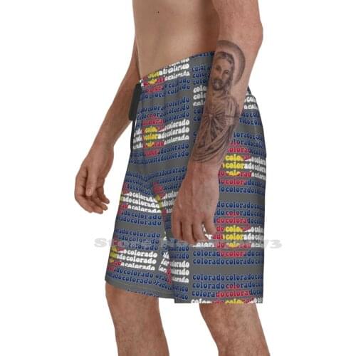 Colorado Flag State Outline Groovy MenS Summer Short Pants Beach Shorts Colorado Co Boulder Denver Avs Buffs Cstate Colorado
