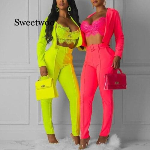 Women Spring Autumn Office Ladies Elegant Plain Blazer Suits Sets Long Pants and Blazers Sets Chic Streetwear