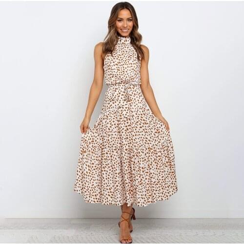 Women Cotton Strapless Polka Dot Maxi Dress Summer Sexy Backless Sleeveless Irregular Print Beach Sundress Nice New Arrival 2021