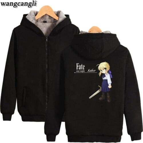 Fate Stay Night winter hoodie fleece warm Jacket thicken coat casual long sleeve hoodies sweatshirt plus size 4XL clothes