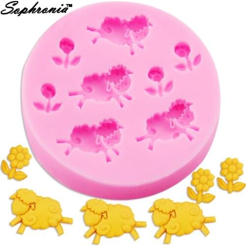 Sophronia Lovely Sheep&Flower1pcs UV Resin Silicone Mold for decorative-craft Jewelry Flower Dried Epoxy Resin M083