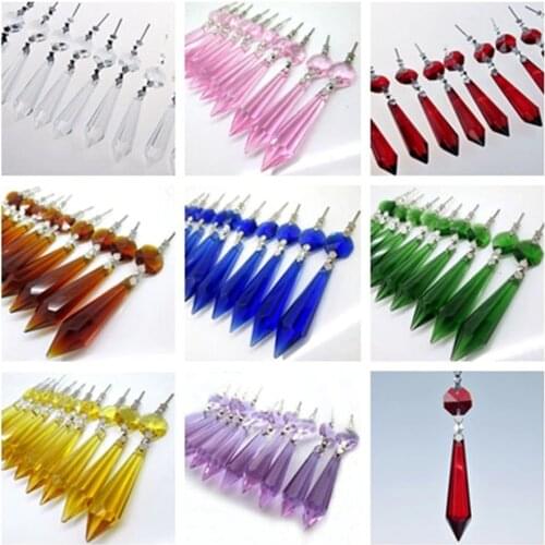 10PCS 55mm Crystal Chandelier Icicle U-drop Prisms Lamp Parts With Buckle Hanging Lighting Accessories Parts Home Decoration