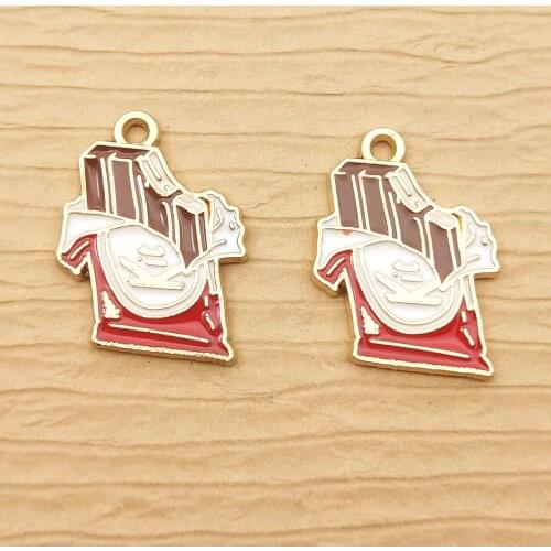 10pcs 15x20mm enamel chocolate charm for jewelry making crafting fashion earring pendant bracelet charm necklace charms