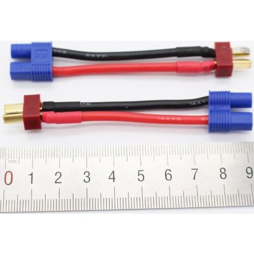 10 pcs/lot RC Parts EC3 Male Conector to T Plug Male with 14AWG 60MM Charge Cable DZ0196