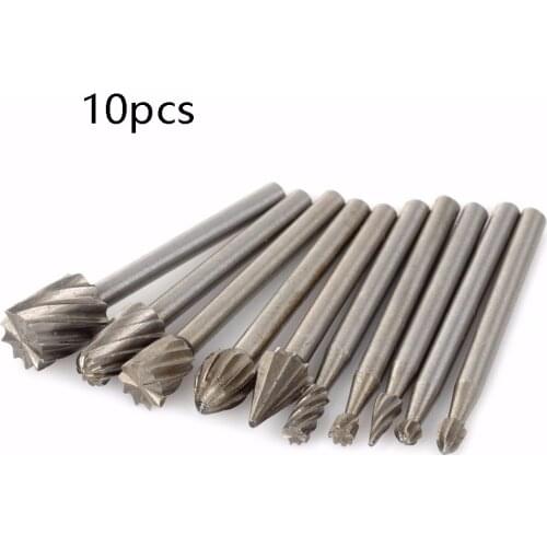 10pcs Metalworking Drill Bits Set Wooden Tiles Marbles Surfaces Milling Rotary Burrs Power Drilling Tools