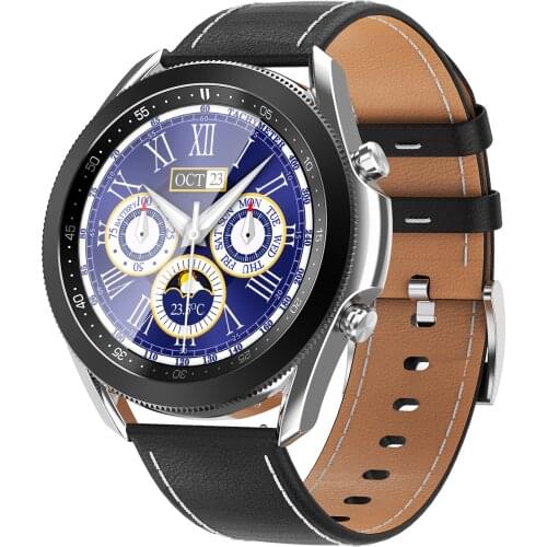 2021 W3 Bluetooth Call Smart Watch Men Full Touch Screen Rotating Bezel Leather Strap Heart Rate Blood Pressure Monitor Sport