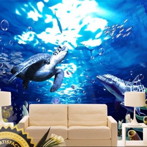 3d creative turtles dolphins than smallpox large mural childrens room TV background wallpaper custom size