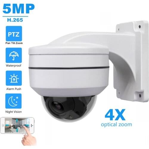 IP Camera PTZ 4X Zoom 2MP 5MP Dome Outdoor Waterproof IP66 Street Network Surveillance Video Metal Camera Onvif Hisee Phone View