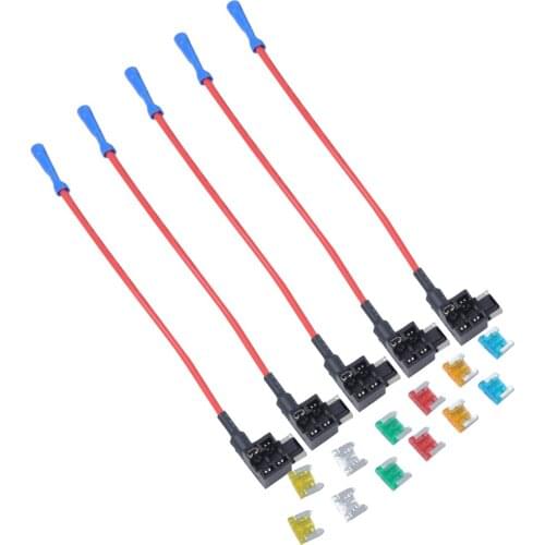 5 Pieces Add-a-circuit Low Profile Fuse Holder with 5A-30A Mini Blade Fuse