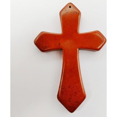 84x55MM Brown Howlite Cross GEM Loose Beads Pendant Jewelry For Woman Gift S268