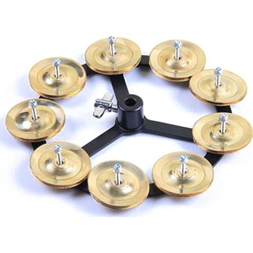 MoonEmbassy Drum Set Hi-Hat Tambourine With Row Steel Jingles Percussion Accessories