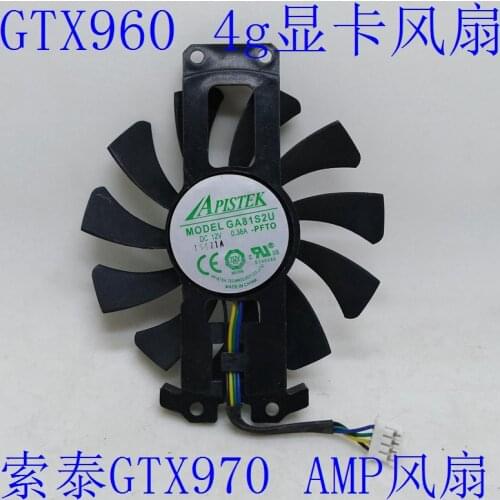 Free Shipping GA81S2U 12V 0.38A 75mm 4Pin Fan For ZOTAC GTX950 GTX960 4G GTX970 PCI-EDC Graphics Card Fan