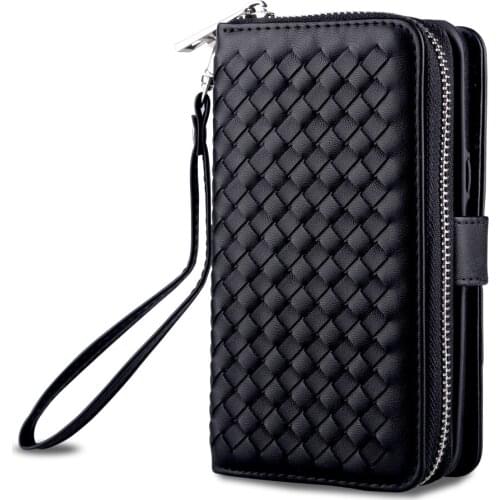 For Samsung Galaxy S8 Case Leather Flip Zipper Bag 2 in 1 Detachable Weave Wallet Case For Samsung S8 Plus Case Magnetic Handbag