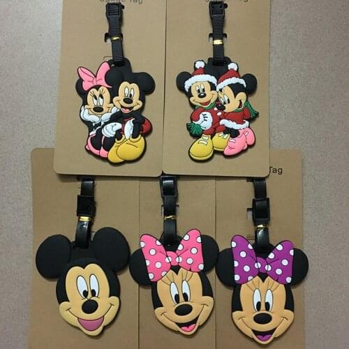 Disney cartoon baby fence Mickey Mouse Suitcase ID Address Holder Baggage Boarding Tags portable label travel luggage PVC tag