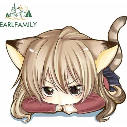 EARLFAMILY 13cm x 11.7cm For Toradora Car Stickers Window Decal Auto Air Conditioner Waterproof Bumper Decals Decoration