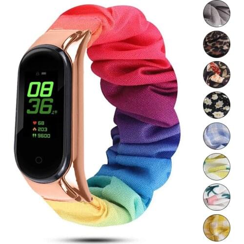 Scrunchies Elastic Strap for Xiaomi Mi band 5 4 3 replaceable Bracelet Mi Band 4 Wristband Breathable Watchband for Mi Band 5