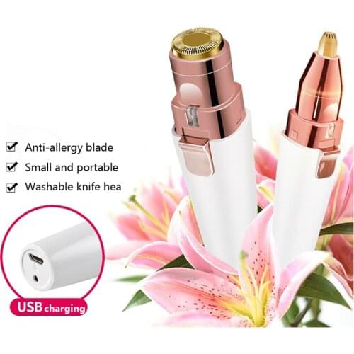 2 In 1 Electric Eyebrow Trimmer Safty Painless Portable Facial Hair Remover For Women Makeup Mini Razors Eye Brow Epilator Tool