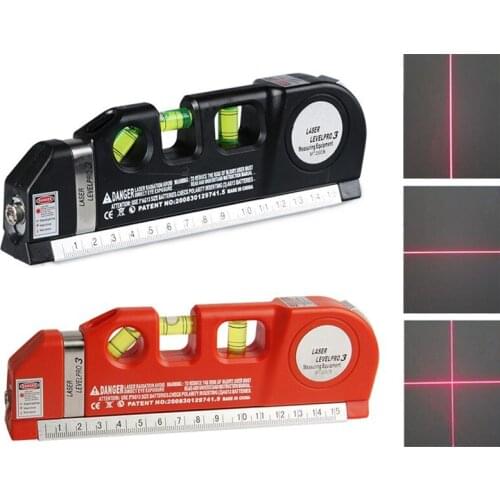 FJS 3 In 1 Laser Level Cross Line Laser With Measure Tape 2.5M Laser Marking Multitool Construction Tools