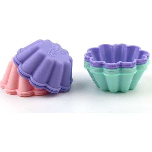 Silicone Muffin Cupcake Mold Fondant Pan Small Cake Kitchen Flower Shape Baking Pastry Tools Cake Decorating Tools 6/12PCS
