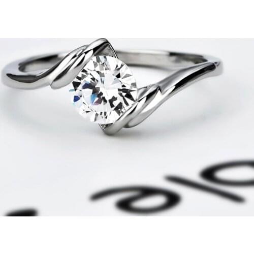 Classic Six Claw silver Color Ring Austria Crystal Wedding Ring for Bridal Christmas Gift for Women Jewelry Engagement Ring