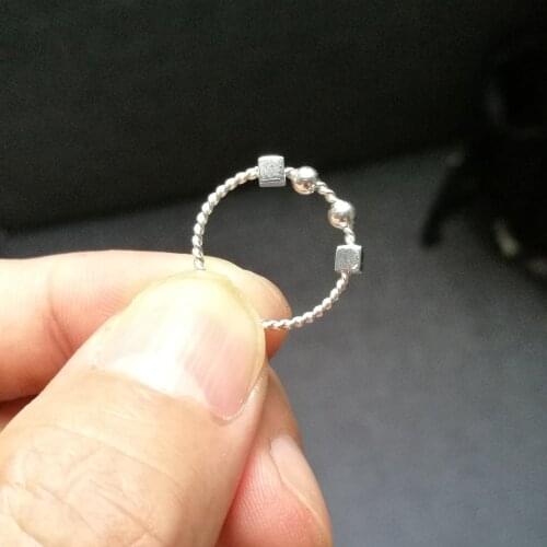PeNeede 925 Sterling Silver Worry Beads Fidget Ring Spinner Anti Stress Anxiety Ring Toy For Girl Women One Size For US 4-5.5