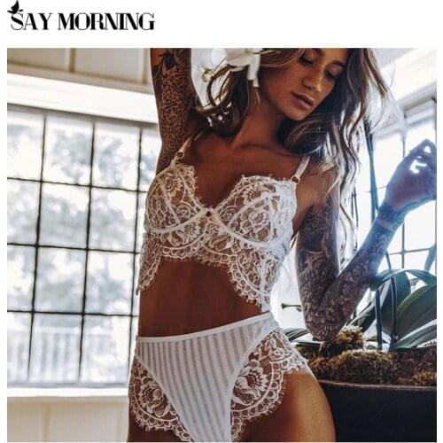 SAY MORNING Hot Sale Sexy Lingerie Sets Lace Ultrathin Hollowing out Women Intimates Sexy Bra & Brief Sets