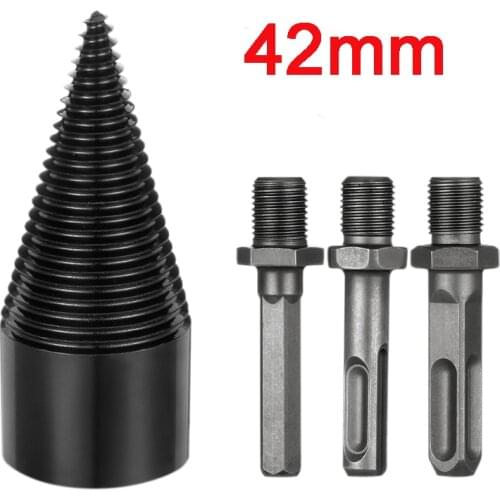 42mm Split Wood Cone-drilling Tool Firewood Machine Drill Wood Cone Reamer Punch Driver Drill Bit Split Woodworking Tool