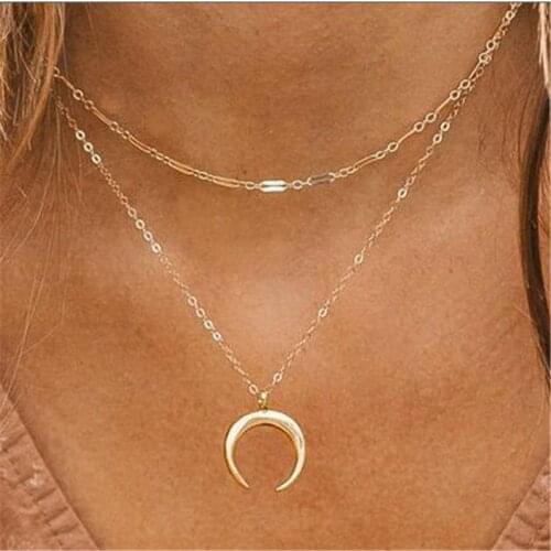 LETAPI New Fashion Sweet Gold Color Moon Jewelry Temperament Crescent Clavicle Chain Pendant Necklaces for Women
