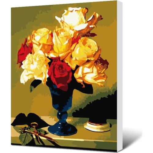 MaHuaf-T012 Vintage Style Flower 40x50cm Framed painting paint by numbers DIY Hand-painted canvas painting for home decor
