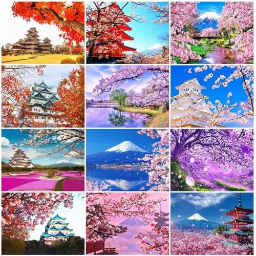 MOONCRESIN 5D Diamond Painting Cross Stitch Plum Blossom Full Square Embroidery Sale House Landscape Mosaic Decoration For Home