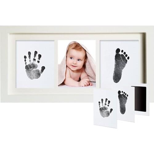 Baby Footprint Imprint Kit Ink Pad Storage Memento Ink Newborn Baby Souvenir Drawer Inkless Handprint Casting Photo Frame Kits