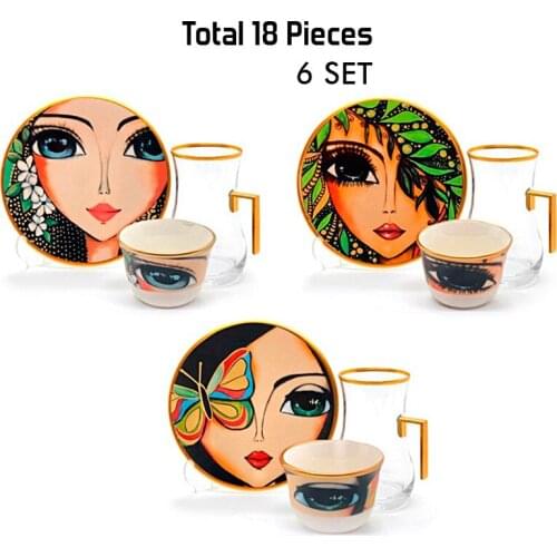 Numi Flowers Porcelain Cup and Tea Cup and Saucer Set of 6 Top Grade European Porcelain Creative Design Unique Luxury Afternoon Tea and Coffee Cup is a Set of 18 Pieces