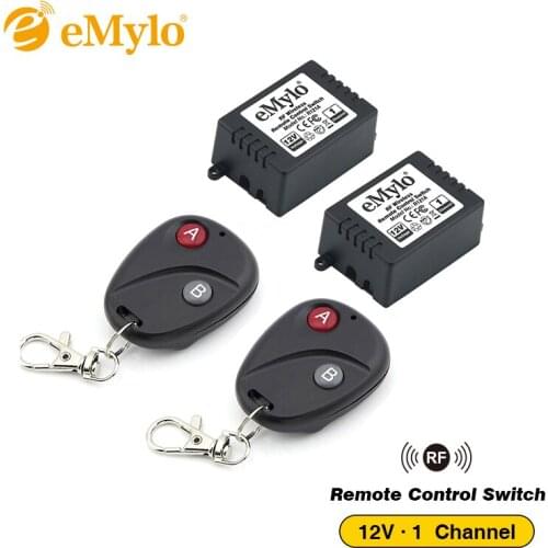 EMylo New DC 12V Smart Wireless Switch RF Remote Switch Control Light Switch 433Mhz Self-locking Transmitter 2X 1 Channel Relays