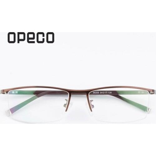 Opeco oculos halfrim myopia glasses hotsale business alloy mens optical frame prescription eyewear recipe male spectacle #666