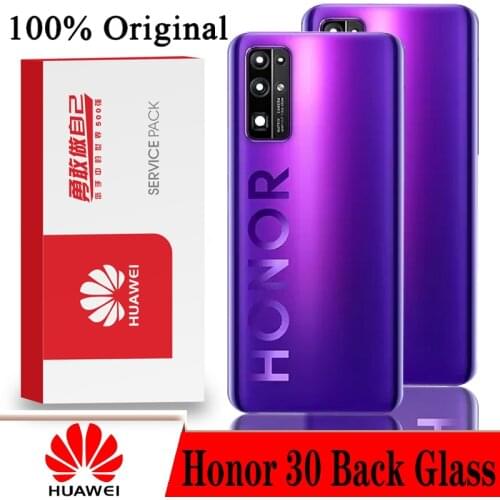 Original Back Cover for HUAWEI Honor 30 Tempered Glass Spare Parts Back Battery Door Housing with Camera Frame Repair Parts