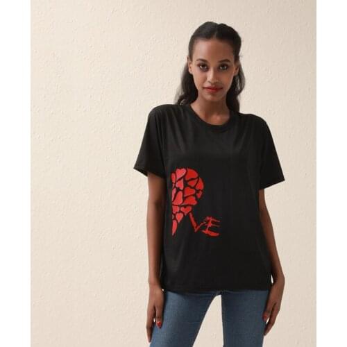 Hot Sale Lovers Couple Summer Funny Couple Women T- Shirts Heart Love Printing Cool Men Short Sleeve Couple Boyfriend Clothing