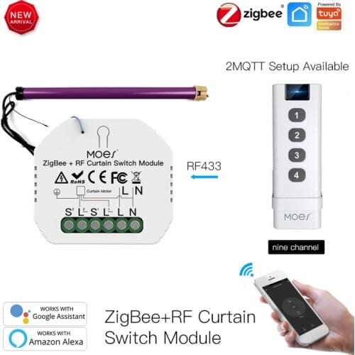Tuya ZigBee Curtain Switch Module Motorized Roller Shutter RF Smart Life APP Remote Control Timer Support Alexa Google Assistant