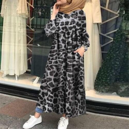 Muslim Eid Dresses 2021 Woman Shirt Dress Long Sleeve Maxi Vestidos Female Button Robe High Wasit Printed Plus Size Sundress