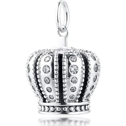 Fits For Pandora Bracelets Bigger Royal Crown Charms 100% Sterling Silver Beads Free Shipping