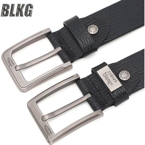 Hot Sale Brand Designer Genuine Leather Belt Men Business Casual Pin Buckle Cowskin Waist Belt Ceinture Homme Black Mens Belt