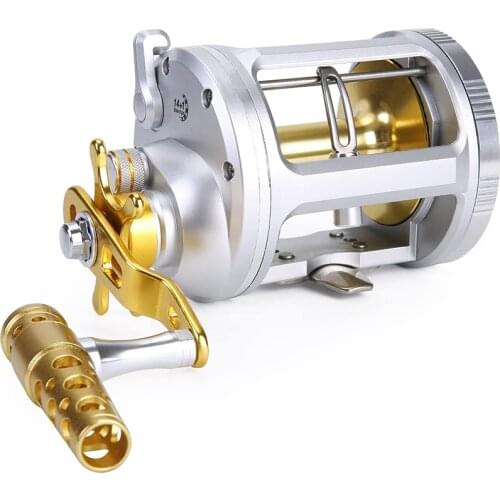 Sougayilang Top quality 14+1BB Metal Handle Trolling Fishing Reel BaitCasting Fishing Reels Right Hand for Saltwater Sea Fishing
