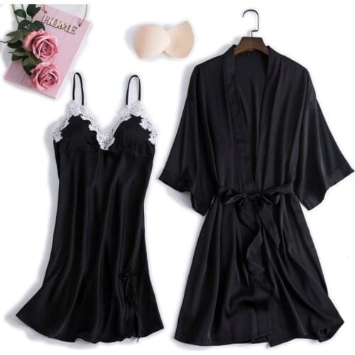 Sexy 4PC Pajamas Set Women V-Neck Cami Nighties Wear Pijama Home Nightwear Lingerie Nighty Spring Robe Gown Sleep Suit Nighties
