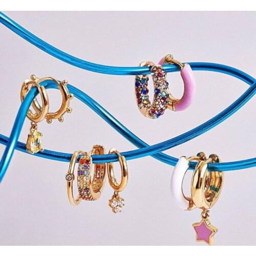 Top Quality Women Fashion CZ Small Hoop Earrings Elegant Statement Gold Color Copper Huggie Earring for Girls Wedding Jewelry